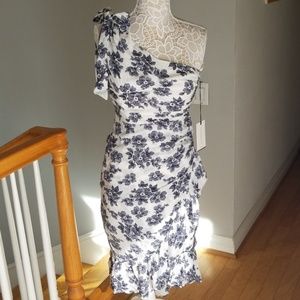 One shoulder floral midi dress NWT